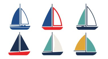 Yelkenli Tekne Çizgisi Sanat Temiz Yaratıcı ton vektörü
