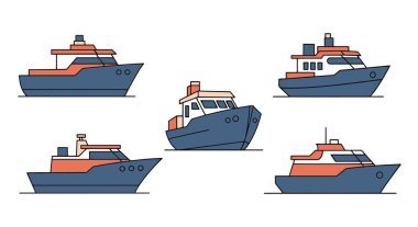 Deniz Botu Çizgisi Sanatı Temiz Renk Çizimi
