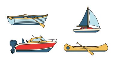 Küçük Tekne Çizgisi Sanatı En az soyut renk çizimi