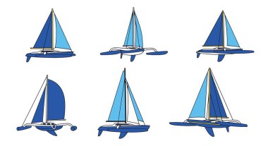 Trimaran Çizgisi Sanatı Temiz Renk Çizimi