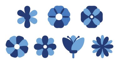 Mavi Çiçek Çizgisi Sanat Dinamik Renkli Tasarım Çizimi