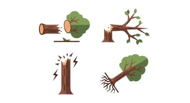 Kırık ağaç çizgisi yumuşak renk vektör tasarımı