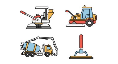 Çimento Yayıcı Çizgi Renkli Tasarım Çizimi