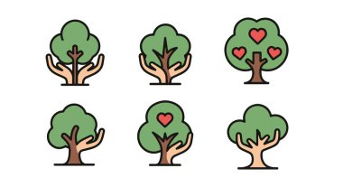 Charity Tree Line yaratıcı modern illüstrasyon