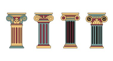 Dekoratif Sütun temiz zarif renk resimlemesi