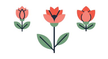 Çiçek Damga Çizgisi Temiz renk vektörü