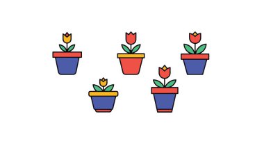 Çiçek Otu Çizgisi Sanatı Modern kalın ton illüstrasyonu