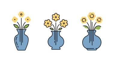 Çiçek Vazosu Çizgisi Sanatı Modern soyut tasarım çizimi