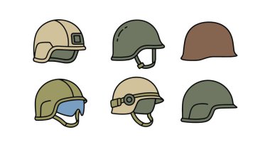 Askeri Miğfer Hattı yaratıcı kavram vektörü