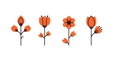 Turuncu Çiçek Çizgisi soyut yaratıcı ton vektörü