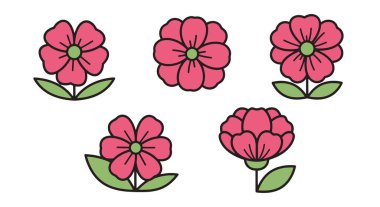 Pembe Çiçek Hattı sanat, yaratıcı, pürüzsüz modern illüstrasyon