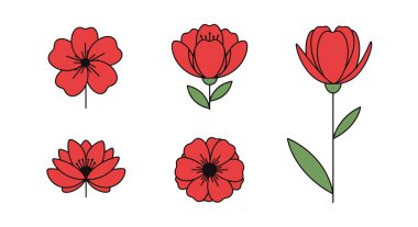 Red Flower Line art creative modern vector