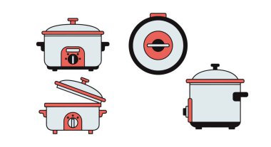 Slow Cooker Electric modern renk çizimi