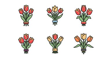 Lale Buket Çizgisi soyut temiz renk vektörü