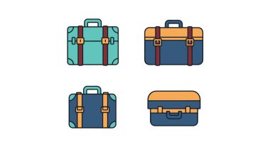 Vintage Suitcase clean vibrant tone illustration