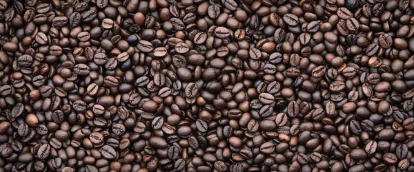 Coffee Beans Background Dark Roast Coffee Beans Background Top View — Stock Photo, Image