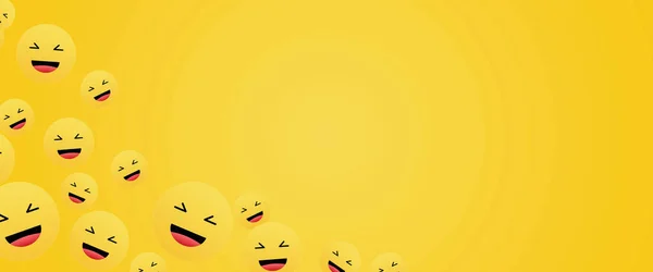 Emoticons or happy smiley faces in yellow empty space background.