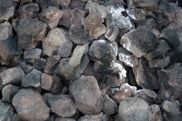 Vista Marco Completo Una Pila Rocas Lava Utilizadas Una Fogata — Foto de Stock