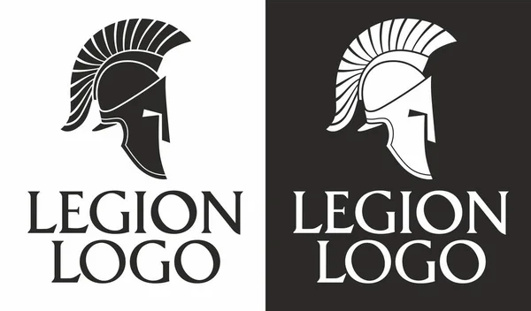 Logo Legión Elegante Silueta Casco Griego Antiguo Gráficos Vectoriales — Vector de stock