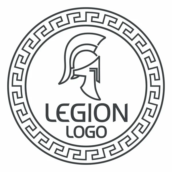 Lejyon Logosu Doğrusal Vektör Grafiklerini Stil Edin Antik Yunan Miğferi — Stok Vektör