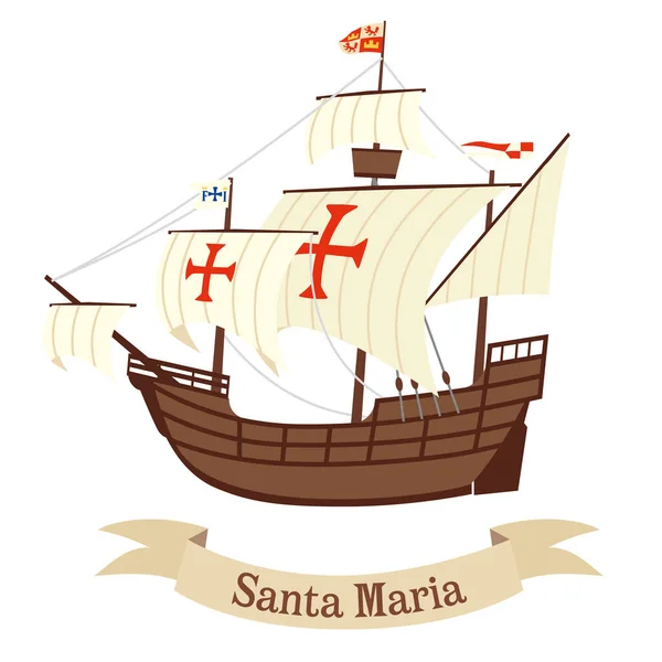 Caravel Santa Maria Das Schiff Von Christoph Kolumbus Vektorgrafiken Isoliert — Stockvektor