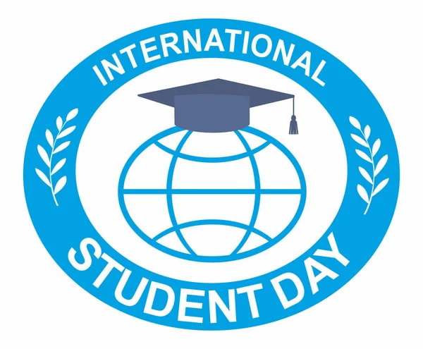 Hari Pelajar Internasional Kartu Ucapan Topi Siswa Mengenakan Globe Lambang - Stok Vektor