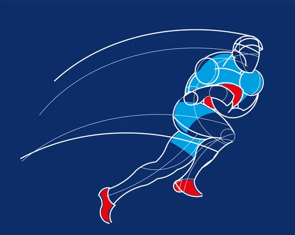 Rugby Atleet Stijlvol Getrokken Lineaire Atleet Rolt Een Slee Vectorgrafieken — Stockvector