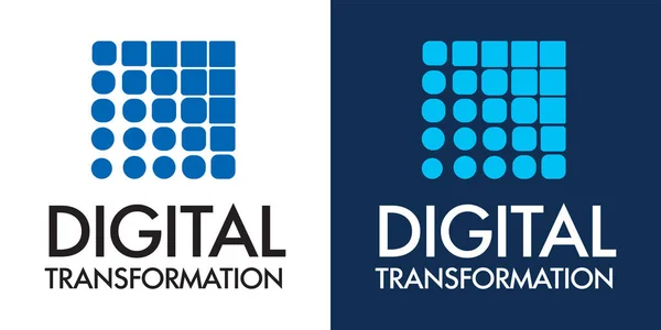 Λογότυπο Ψηφιακής Μετατροπής Κύκλοι Γίνονται Τετράγωνα Διεύθυνση Της Σύγχρονης Ηλεκτρονικής — Διανυσματικό Αρχείο