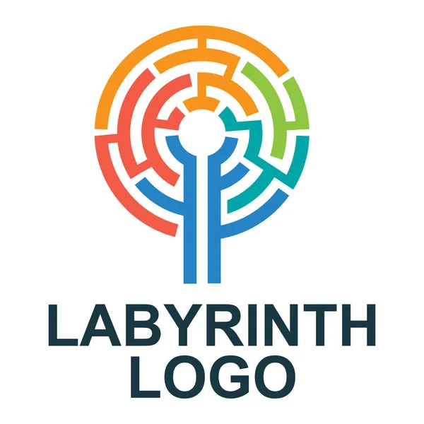 โลโก Labyrinth ญญาณท สดใสท นสม นสม นตรงสร างต นไม — ภาพเวกเตอร์สต็อก