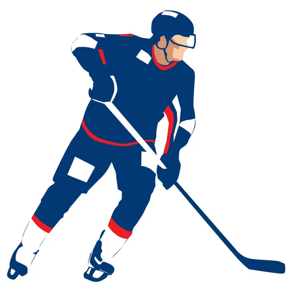 Hokey oyuncusu figürü tam büyümüş. Vektör çizimi. Kulüp oyuncusu