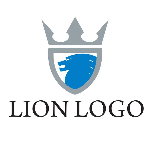 Lion Logo Stylized Face Lion Heraldic Shield Top Crown Vector — Stock Vector