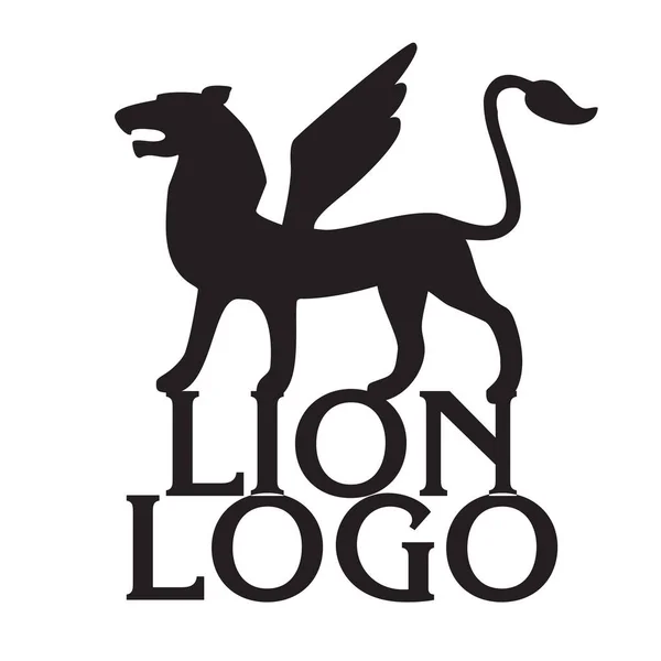 Winged Lion Logo Medieval Mythical Animal Vector Graphics — Stock Vector