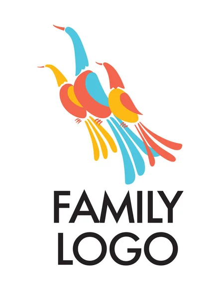 Three Birds Logo Allegory Family Stylish Vector Graphics — Διανυσματικό Αρχείο