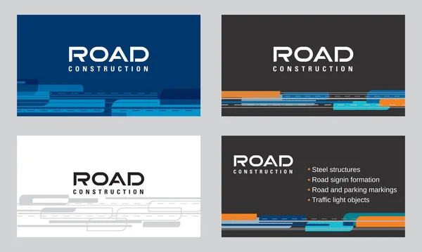 Set Business Cards Road Construction Theme Elements Corporate Identity Vector — Stock Vector