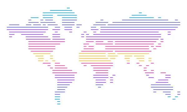 Carte Monde Forme Rayures Les Lignes Colorées Forment Pas Continents — Image vectorielle