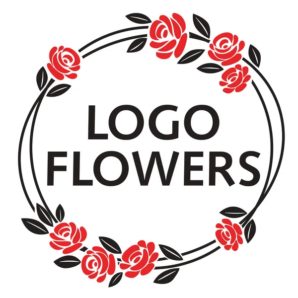 Logo Flores Composición Redonda Letras Flores Logotipo Para Arte Popular — Vector de stock