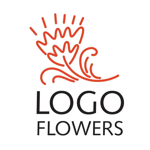 Logo Flor Flor Lineal Dibujada Roja Gráficos Populares — Vector de stock