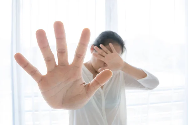 Dia Internacional Mulher Sépia Fotos Parar Abuso Sexual Conceito Parar — Fotografia de Stock