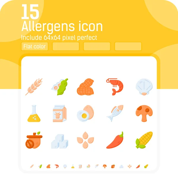 Allergens Επίπεδο Χρώμα Εικονίδια Διάνυσμα Που Απομονωμένο Λευκό Φόντο Allergens — Διανυσματικό Αρχείο