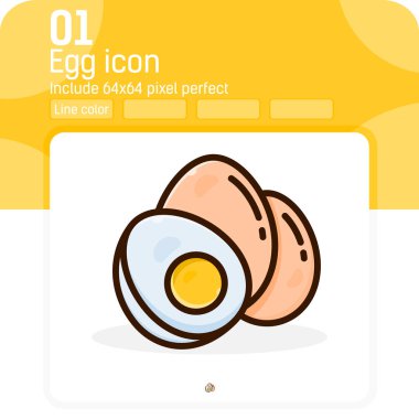 Beyaz zemin üzerinde çizgi rengi izole edilmiş yumurta ikonu vektör işareti. Web, ui, ux, website, business, food, mobil uygulamalar ve tüm proje için vektör illüstrasyon yumurta simgesi simgesi simgesi simgesi simgesi kavramı