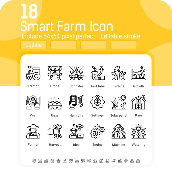 Zestaw Ikon Vector Smart Farm Białym Tle Ilustracja Przedstawia Symbole — Wektor stockowy