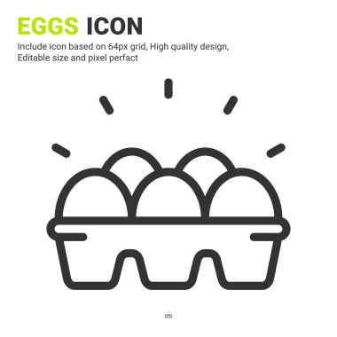 Eggs icon vector with outline style isolated on white background. Vector illustration egg box sign symbol icon concept for digital farming, ui, ux, logo, business, agriculture, apps and all project