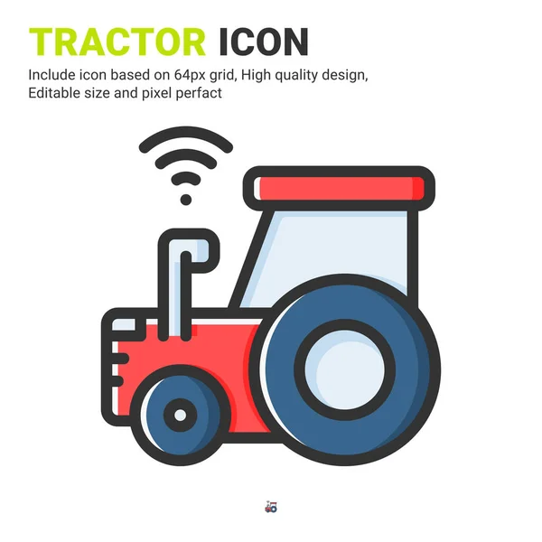 Traktorsymbolvektor Mit Umrissfarbe Isoliert Auf Weißem Hintergrund Vektor Illustration Maschine — Stockvektor