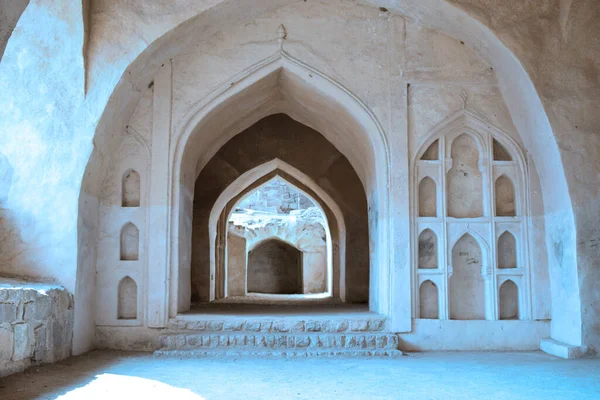 Historische Fort Stone Wall Corridor Stock Fotografie Afbeelding — Stockfoto