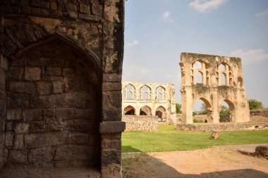 Hindistan 'daki Golconda Kalesi Harabe Duvarları Stok Arkaplan Fotoğrafı