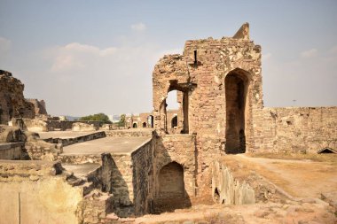 Hindistan 'daki Golconda Fort Area Harabe Yapı Duvarları Arkaplan fotoğrafı