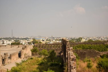Hindistan 'daki Golconda Fort Area Harabe Yapı Duvarları Arkaplan fotoğrafı