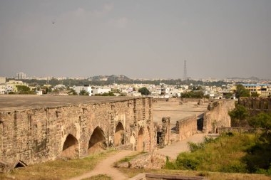 Hindistan 'daki Golconda Fort Area Harabe Yapı Duvarları Arkaplan fotoğrafı