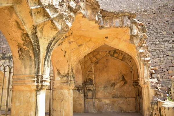 Vieux Historique Golconda Fort Murs Ruine Inde Photo Fond — Photo