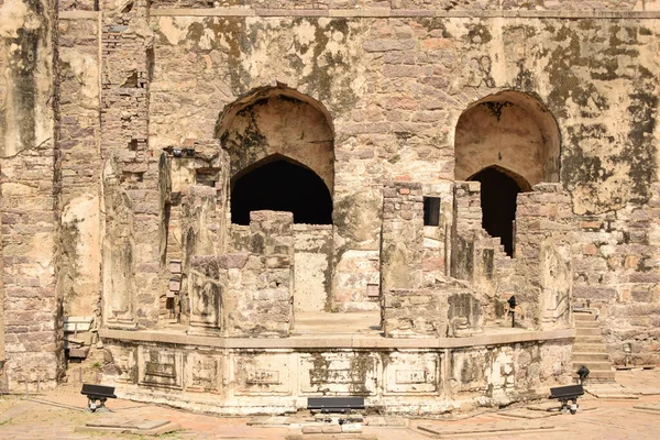 Golconda Fort Diseños Arquitectónicos Pared Ruinas —  Fotos de Stock